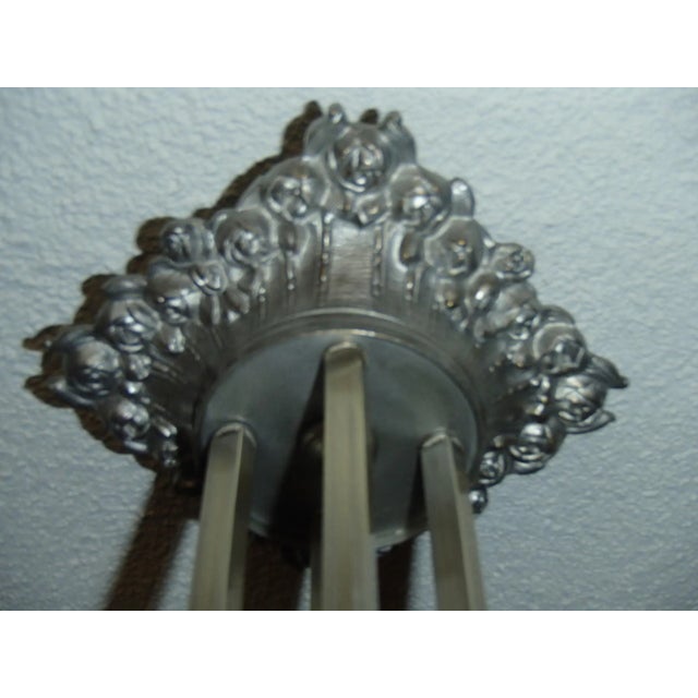Art Deco Floral and Geometric Ceiling Lamp, 1920s For Sale - Image 3 of 11