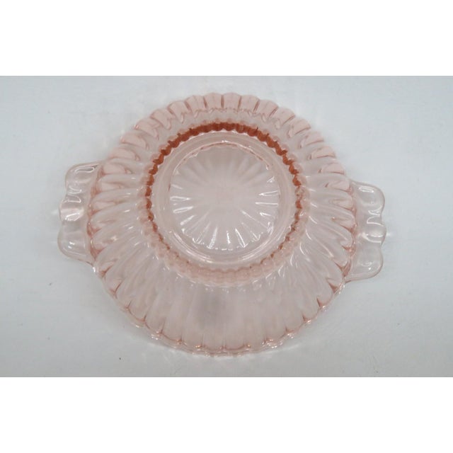 1930s 1930s Anchor Hocking Queen Mary Small Handled Serving Bowl Pink Depression Glass For Sale - Image 5 of 13
