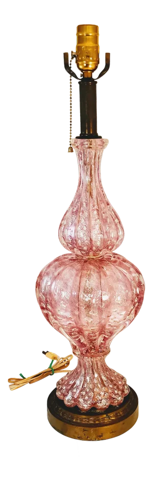 Italian Mid Century Murano Pink Bubble Tall Table Lamp