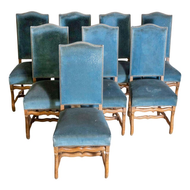 Set of Eight 20th Century French Mutton Leg Side Chairs For Sale