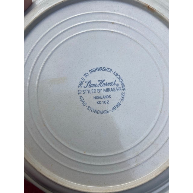 Alabaster 7 MCM Piece Dinnerware Mikasa Stone Harvest Highlands Kd102 Stoneware Dinner Serving Set, Fall Plate Set, Serving Plates, Vintage Dinnerware For Sale - Image 8 of 12