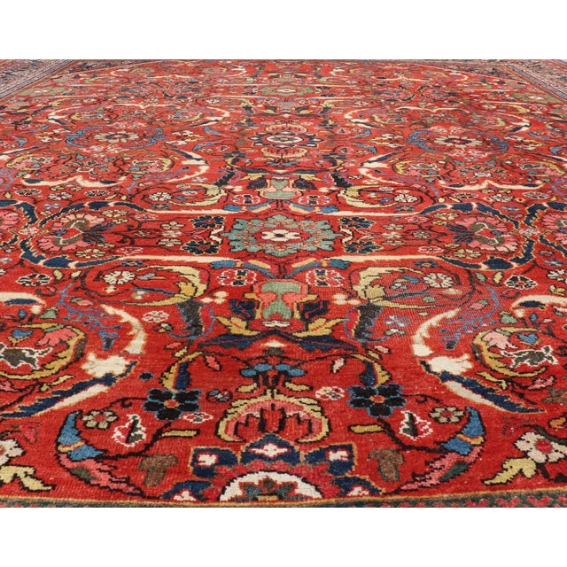 Antique Rug With All-Over Design on Red Field For Sale - Image 10 of 12