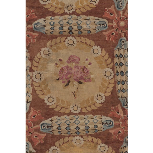 Textile Antique 19th Century Aubusson Square Rug With Bold Floral Medallion - Rug & Kilim For Sale - Image 7 of 11
