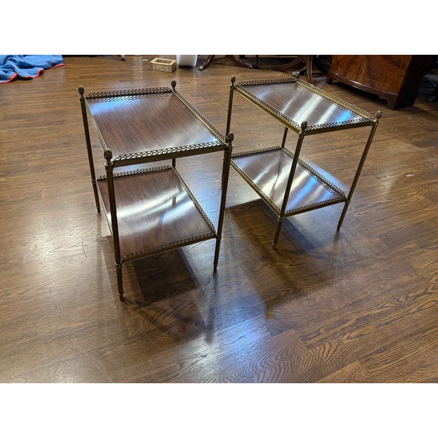 Pair of Maitland-Smith Wood and Brass End Tables For Sale - Image 10 of 10