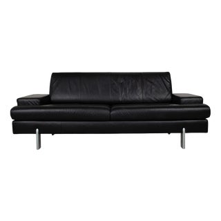 AK 644 3-Seater Sofa in Black Leather from Rolf Benz For Sale