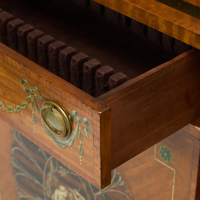 19th Century Edwardian Calamander Tulipwood Inlaid & Painted Satinwood Sideboard For Sale - Image 11 of 13