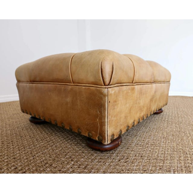 Mid-Century Modern Vintage Ralph Lauren Leather Writer's Ottoman For Sale - Image 3 of 16