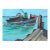 Original Folk Art–Style Harbor Painting by L. Romo, 2026 For Sale