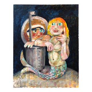 Vincent Bennett, Submariner with Mermaid, 1970s, Oil on Canvas Board For Sale