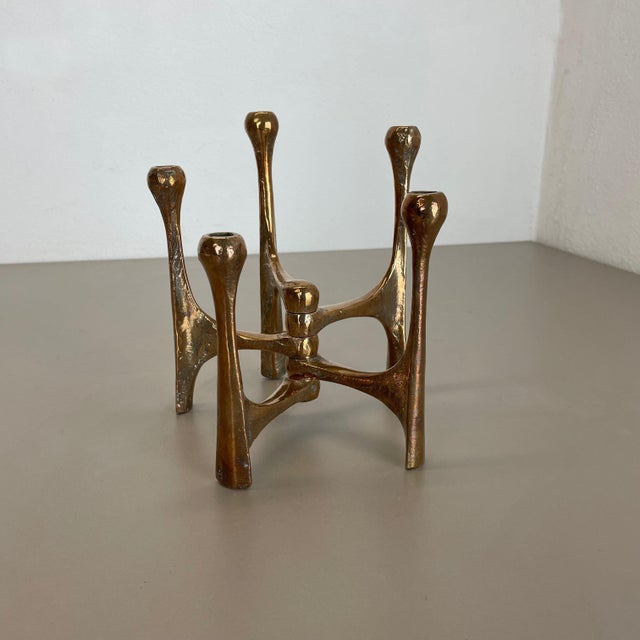 Mid-Century German Brutalist Candleholder in Bronze by Michael Harjes, 1960s For Sale - Image 3 of 18