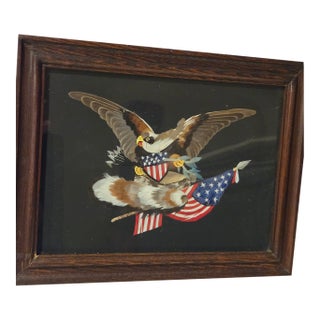 Antique Victorian Feather Art American Federal Patriotic Eagle & Flag Untouched Estate Condition C. 1880-1900 For Sale