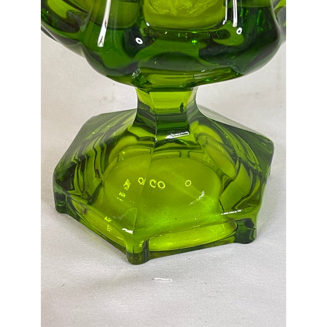 Vintage Mid-Century Viking Glass Green Streched Vase With Sticker For Sale - Image 11 of 14