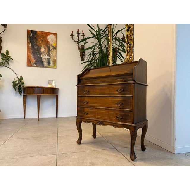 Baroque Secretaire in Burl Wood, 1980s For Sale - Image 15 of 15