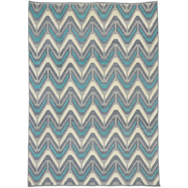 2010s Retro Chevron Moroccan Rug, 08’10 X 12'07 For Sale - Image 9 of 9