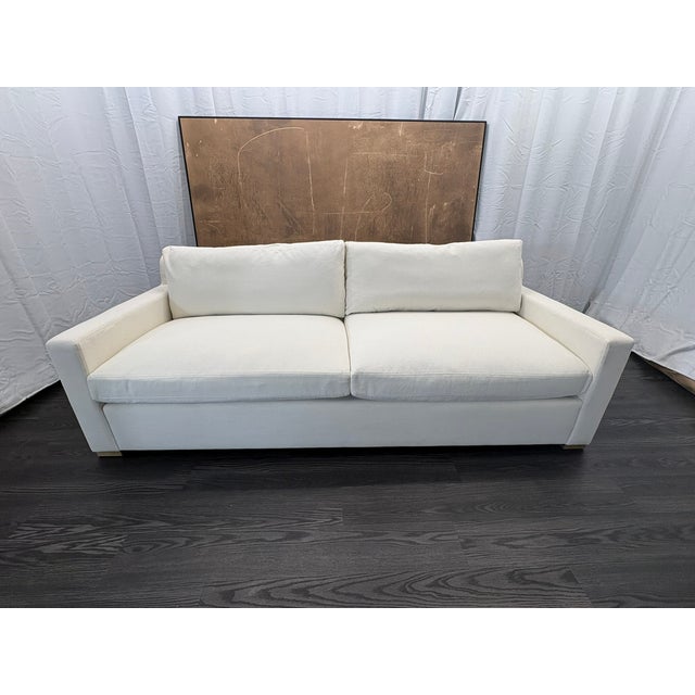 Rh Belgian Track Arm 2-Cushion Sofa – 8' Luxe Depth Natural Performance Linen Weave | Down-Feather Fill For Sale In Columbus - Image 6 of 18