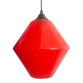Red Murano Art Glass Ceiling Pendant Light Lamp by Stilnovo 1960s Italy Mid Century Modern For Sale