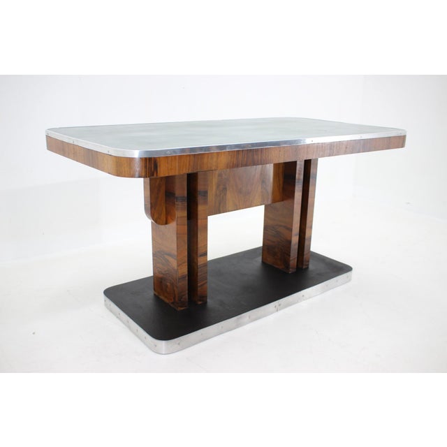 Brown Art Deco Dining Table in Walnut from Hala, Czechoslovakia, 1930s For Sale - Image 8 of 18