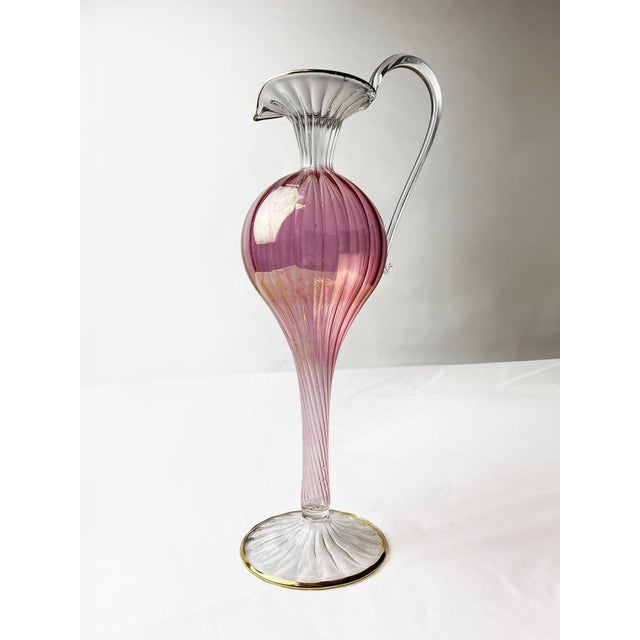 Mid-Century Modern Murano Pink Venetian Glass Pitcher, 1940s For Sale - Image 6 of 14