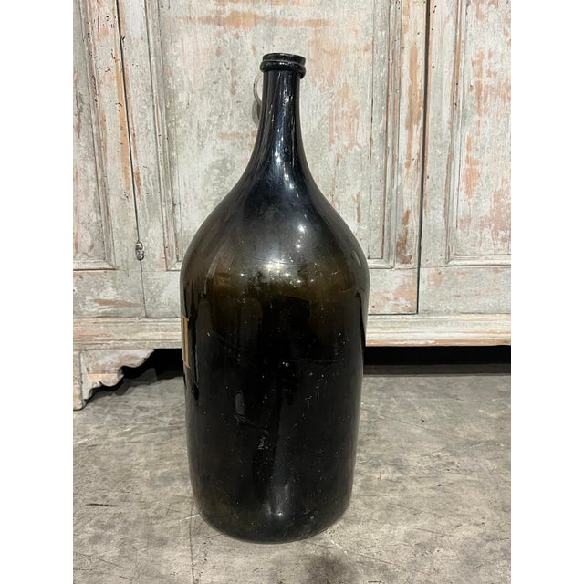 Late 19th Century Large Antique French Hand Blown and Painted Wine Bottle, Normandy, Circa 1880s For Sale - Image 5 of 8