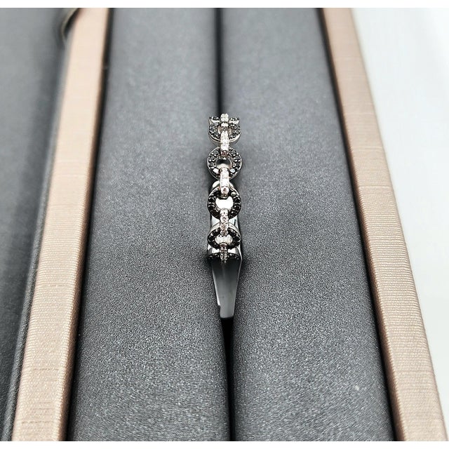 Early 21st Century 0.40 Ct Natural Black & White Diamond Ring Size 6 For Sale - Image 5 of 8