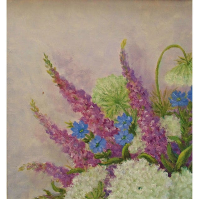 Still Life Oil Painting Late 20th Century Floral Flowers For Sale - Image 4 of 6