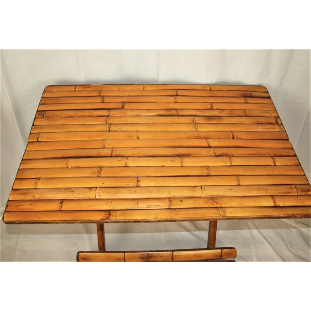 Mid-Century Modern Mid Century Folding Natural Bamboo Side Table For Sale - Image 3 of 5