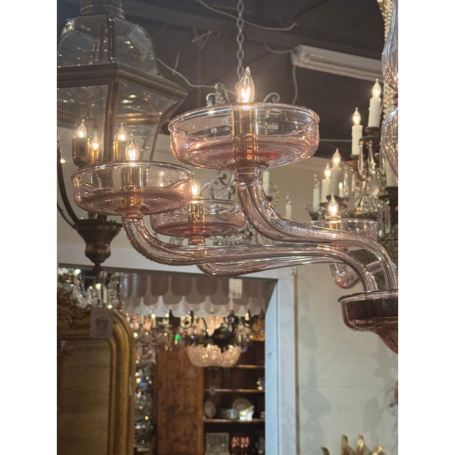 Early 21st Century Murano Pink Glass Chandelier For Sale - Image 5 of 7