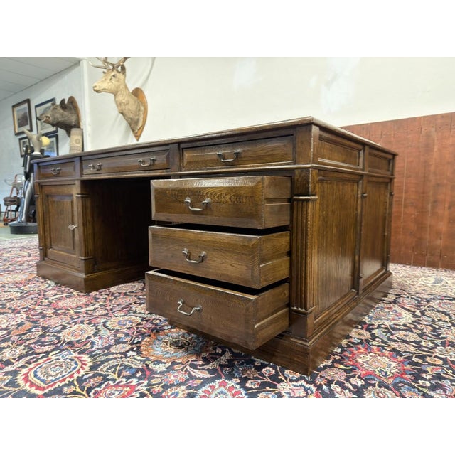 Large English Desk in Oak For Sale - Image 15 of 18