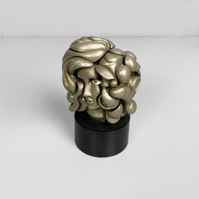 Spanish nickel-plated metal sculpture Portrait de Michèle by Miguel Berrocal, 1969-1971 Sculpture model Portrait de...