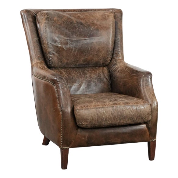 Vintage Brown Cowhide Armchair For Sale