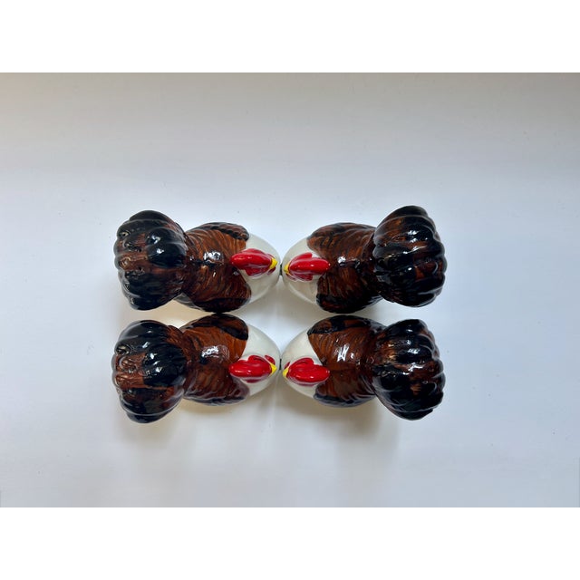 1970s Magnetic Glazed Ceramic Turkey Salt & Pepper Shakers - Set of 4 For Sale In New York - Image 6 of 18
