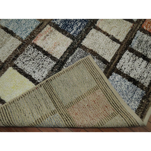 Ivory Zabihi Collection Turkish Tulu Multi Dimensional Box Design Rug For Sale - Image 8 of 9