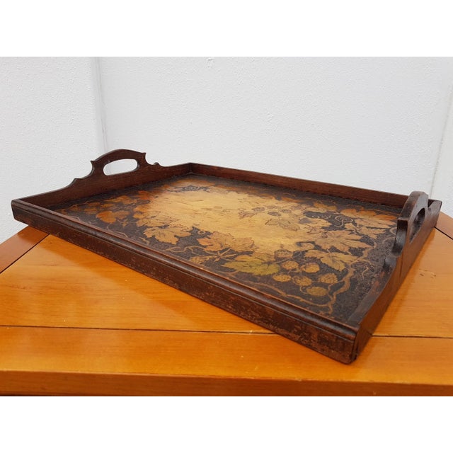 Wood Vintage Handmade Artisan Wood Tray For Sale - Image 7 of 8