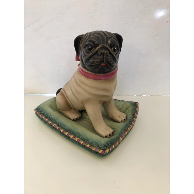 Pug on a Pillow Vintage Tabletop Ceramic Sculpture For Sale In Philadelphia - Image 6 of 10