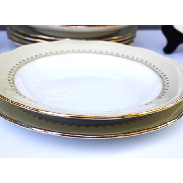 Ceramic French Porcelain Gold Detailing Lamandinoise Dinner Service, 1970s, Set of 12 For Sale - Image 7 of 13
