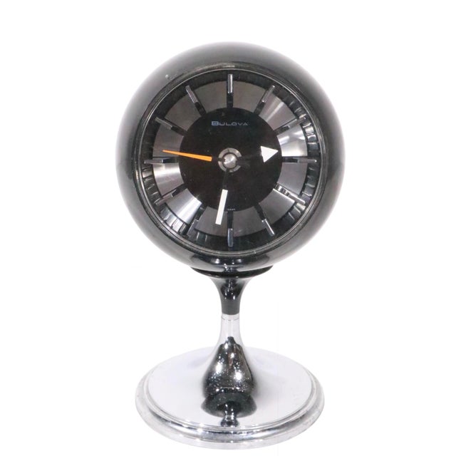 Mid-Century Modern Mid 20th Century Space Age Pedestal Ball Clock Bulova 634 Made in Japan For Sale - Image 3 of 8