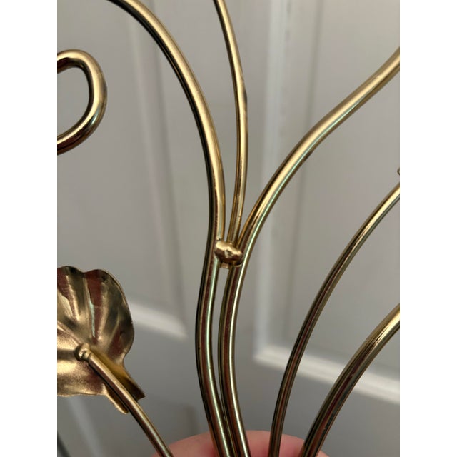 Brass Plated Scrolled Metal Wall Hanging Candle Sconce, Candelabra, Candle Holder For Sale - Image 9 of 11
