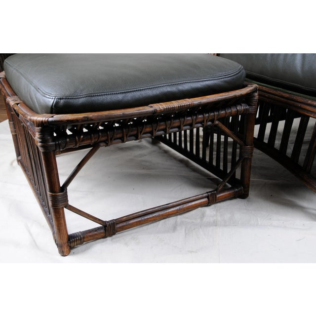 Modern Bradley and Hubbard Leather Wicker Chair and Ottoman For Sale - Image 3 of 10