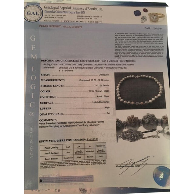 Diamond South Sea Pearl Necklace Certified For Sale In New York - Image 6 of 9