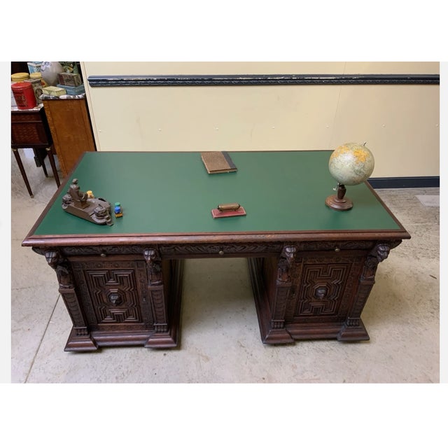 Late 19th Century Antique Gründerzeit Partner Desk, 1880 For Sale - Image 5 of 14