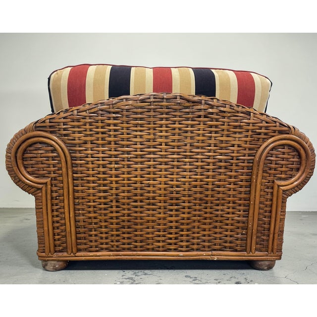 Late 20th Century Vintage Oversized British Colonial Rattan Club Chair For Sale - Image 5 of 10