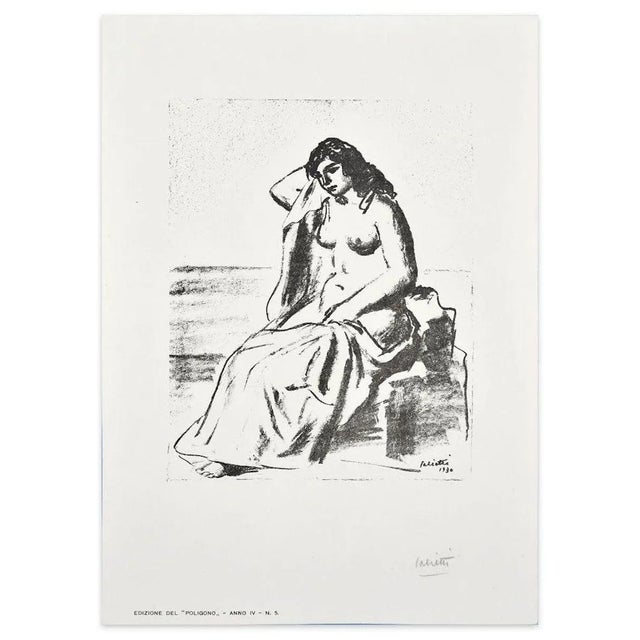 Image dimensions: 21 x 16.5 cm. Model is a beautiful black and white lithograph on paper, realized by the Italian artist,...
