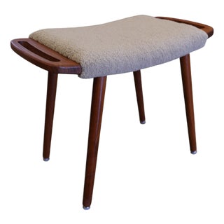 Danish Teak Stool with Shaped Handles, 1960s For Sale