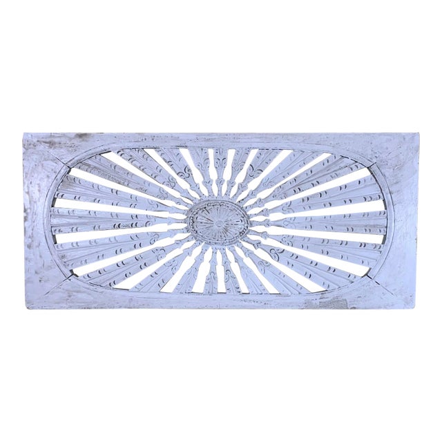 Vintage Hand Carved Sun Burst Architectural Wood Wall Hanging For Sale