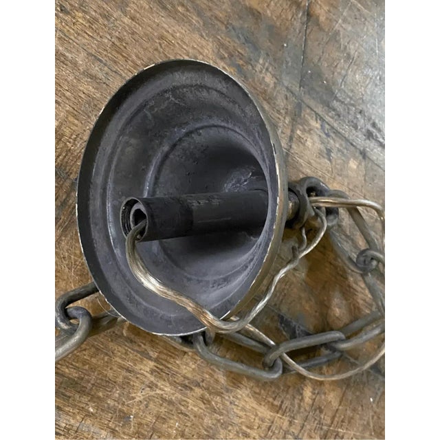 Mid 19th Century Vintage Milk Glass Brass Frame Hanging Hall Canopy Light Pendant For Sale - Image 5 of 6