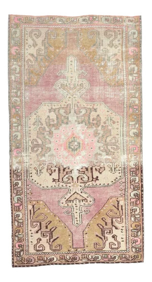 1970s Vintage Turkish Hand-Knotted Small Area Rug