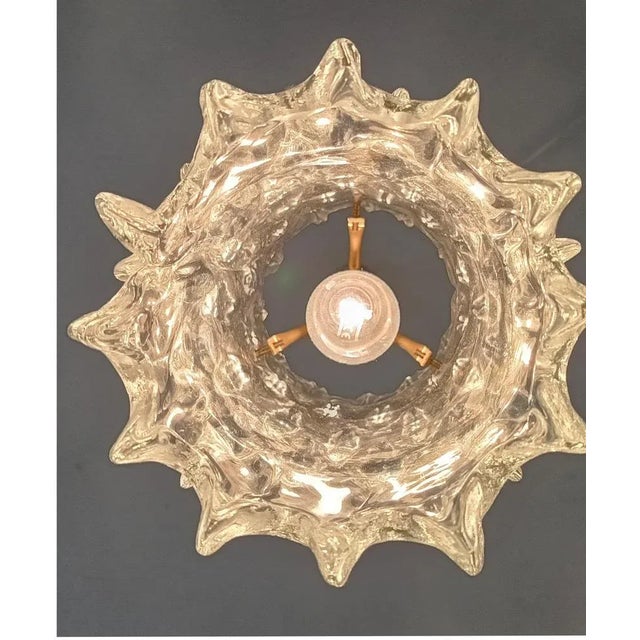 Gold Ice Glass Pendant Light by J. T. Kalmar, Austria, 1960s For Sale - Image 8 of 12