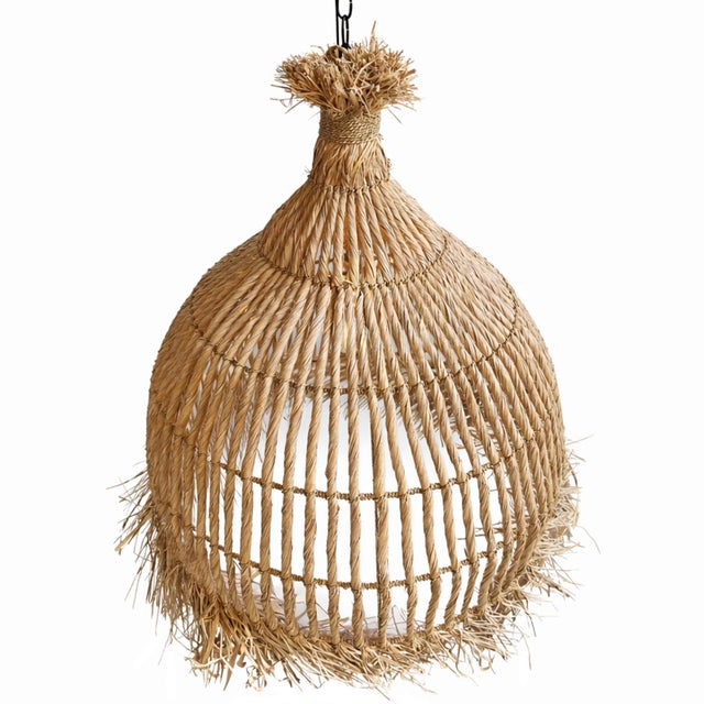 Telum Grass Fringe Coastal Tribal Pendant Light Large For Sale - Image 4 of 11