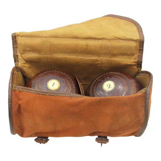 Early 20th Century English Lawn Bowl Set by Jacques & Son, London, in Carrying Bag For Sale