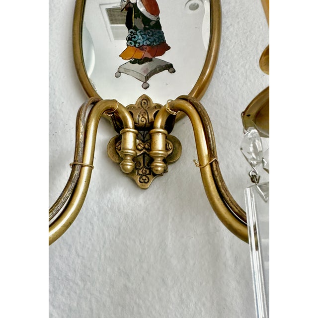 Pair Chinoiserie Eglomise Mirrored Sconces - E F Caldwell For Sale - Image 11 of 16